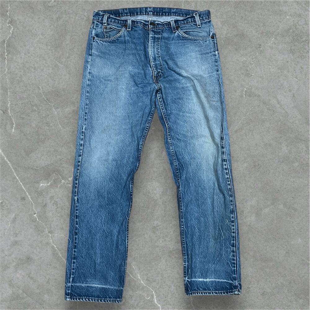 Vintage Levis 20505-0217 Denim Jeans Orange Tab 38x31 40 Tag USA Made Fade